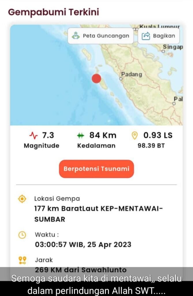 BREAKING NEWS Berpotensi Tsunami Gempa Mentawai Magnitudo 7 3 SR